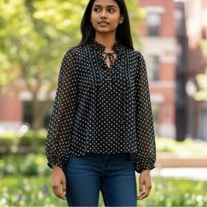 NWT Sam Edelman Black and White Polka Dot Blouse